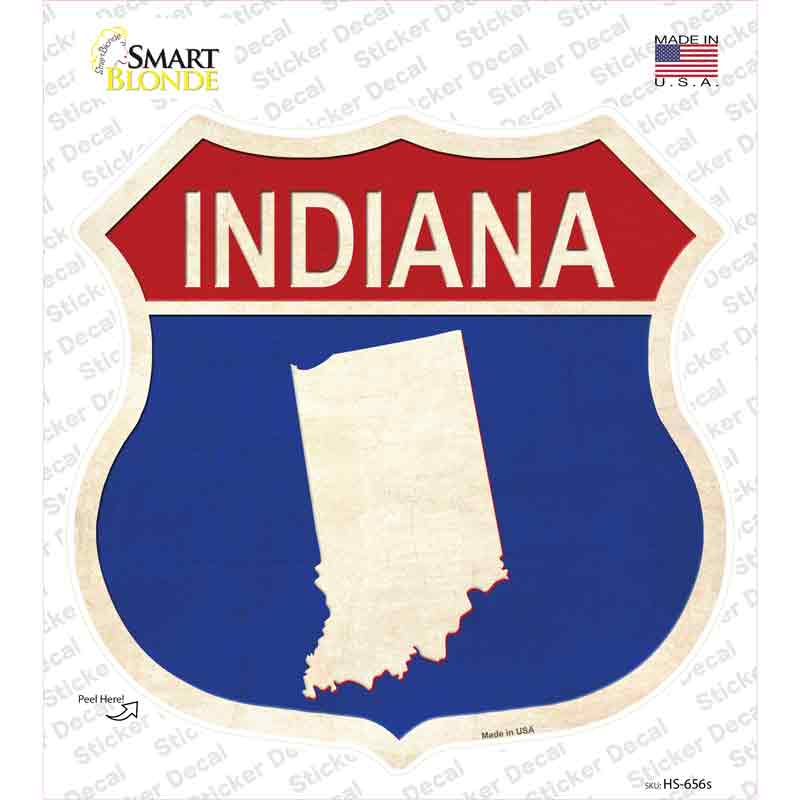 Indiana Silhouette Novelty Highway Shield Sticker Decal Small