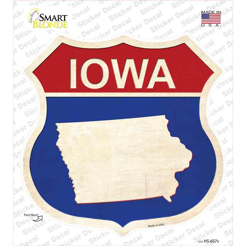 Iowa Silhouette Novelty Highway Shield Sticker Decal Small