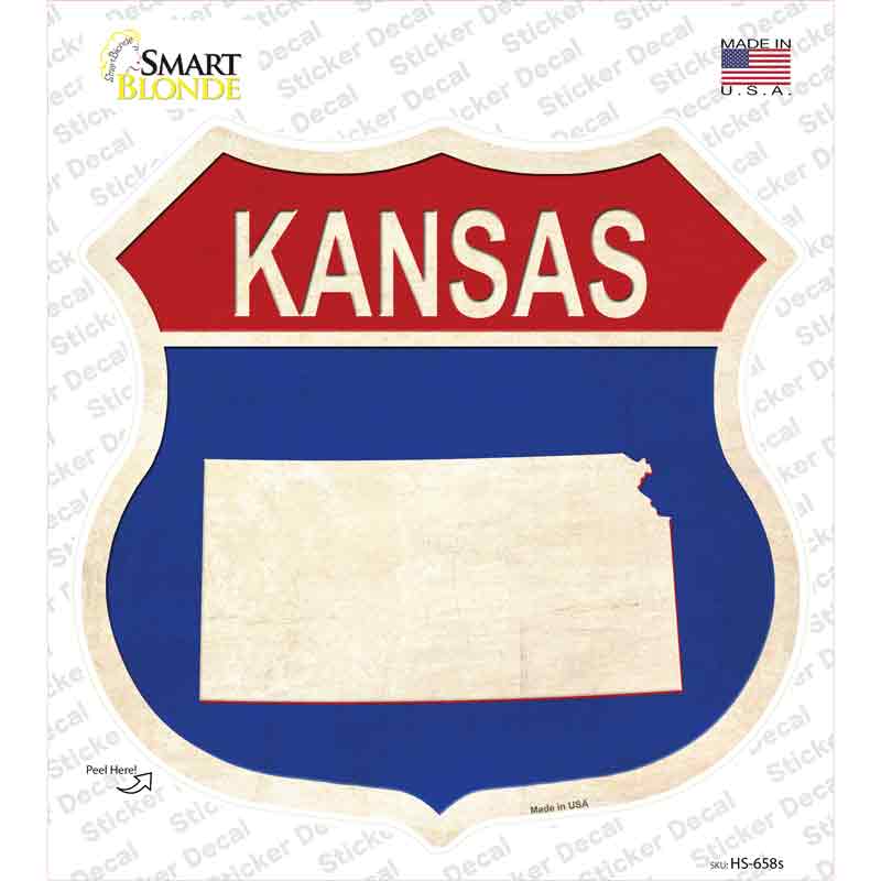 Kansas Silhouette Novelty Highway Shield Sticker Decal Small