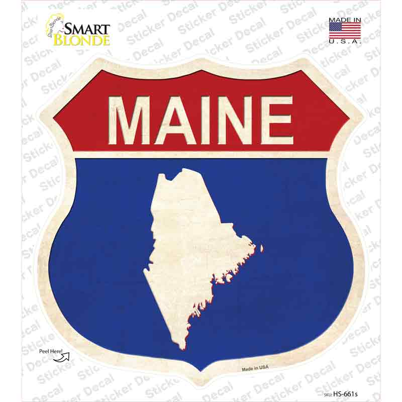 Maine Silhouette Novelty Highway Shield Sticker Decal Small