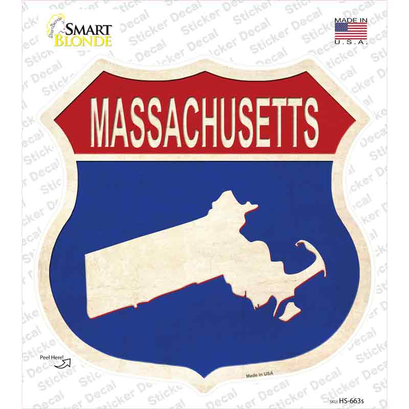 Massachusetts Silhouette Novelty Highway Shield Sticker Decal Small