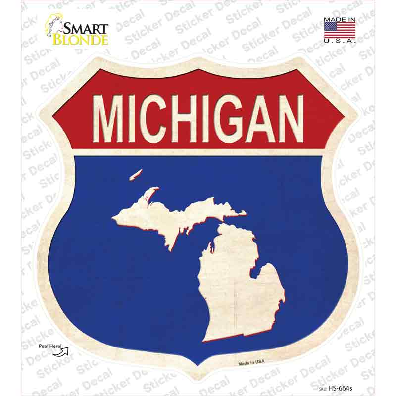 Michigan Silhouette Novelty Highway Shield Sticker Decal Small