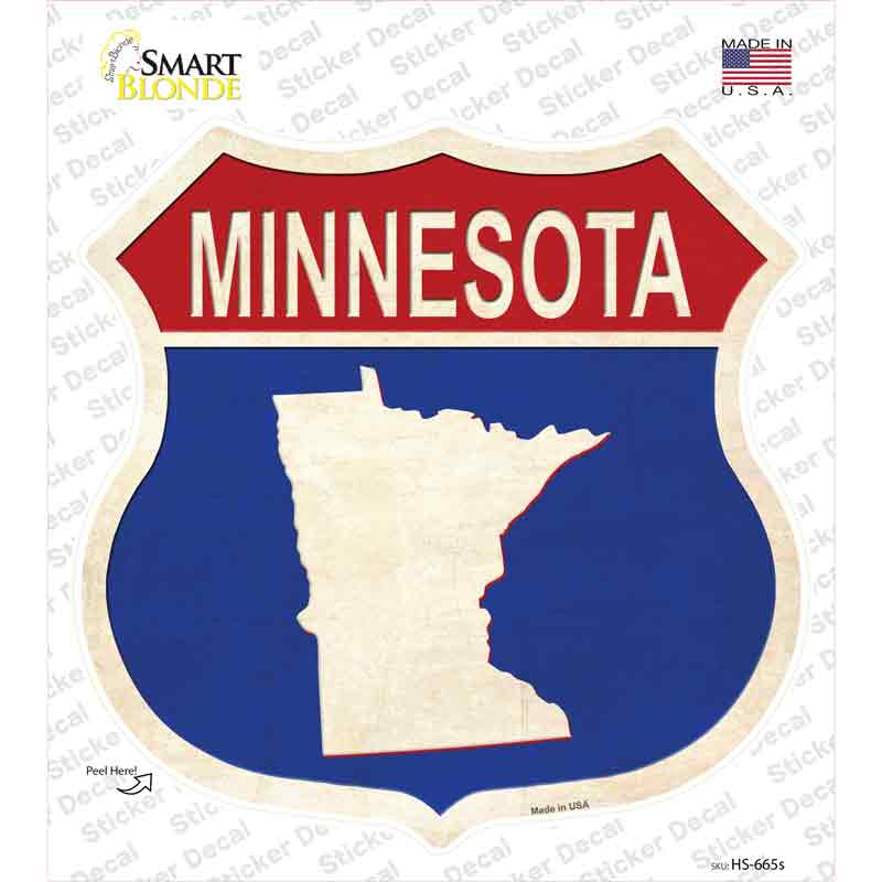 Minnesota Silhouette Novelty Highway Shield Sticker Decal Small