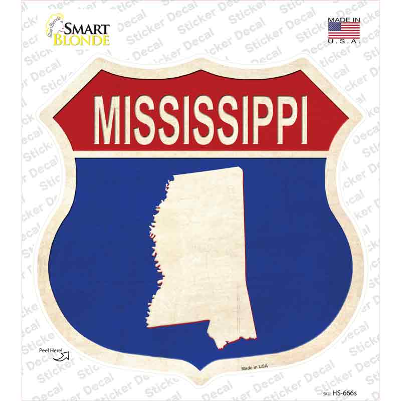 Mississippi Silhouette Novelty Highway Shield Sticker Decal Small