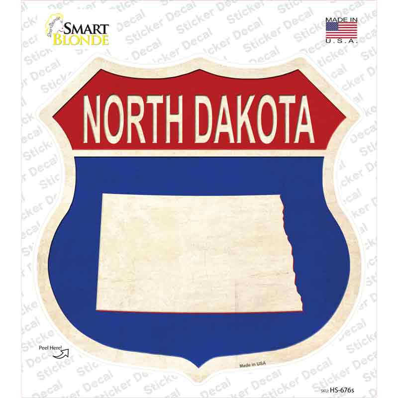 North Dakota Silhouette Novelty Highway Shield Sticker Decal Small