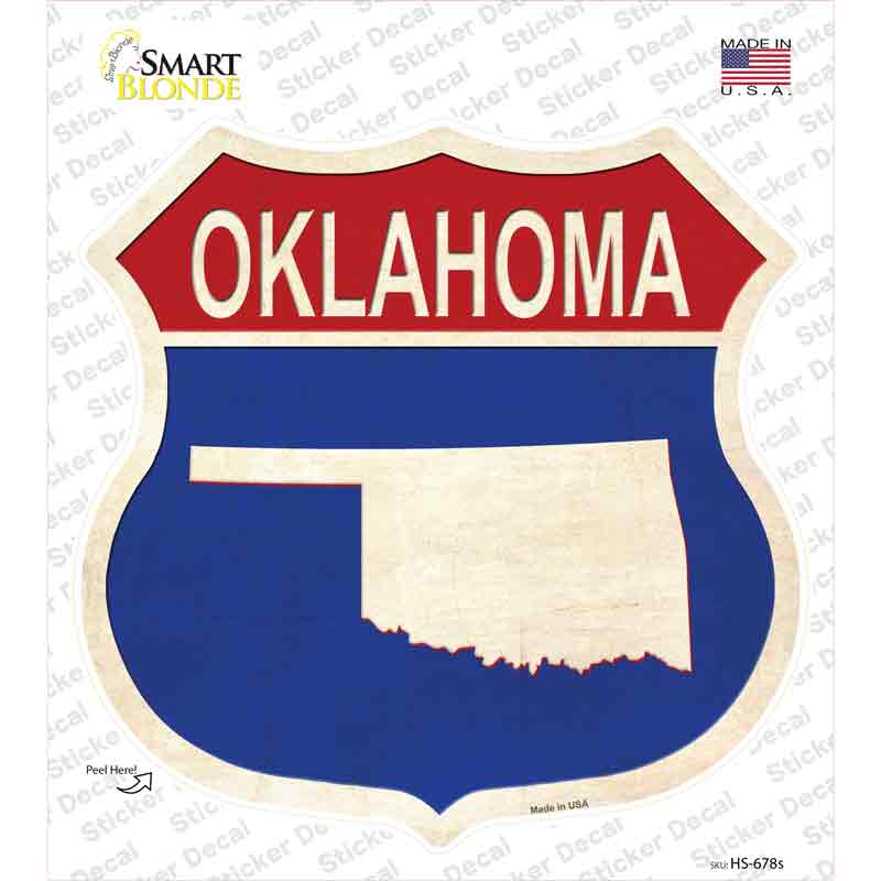 Oklahoma Silhouette Novelty Highway Shield Sticker Decal Small