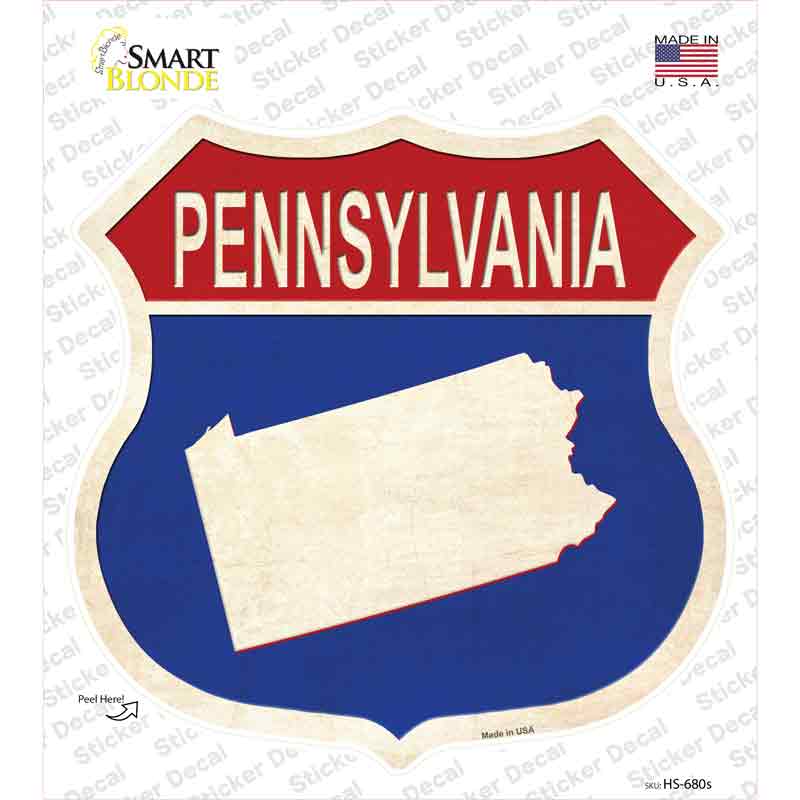 Pennsylvania Silhouette Novelty Highway Shield Sticker Decal Small