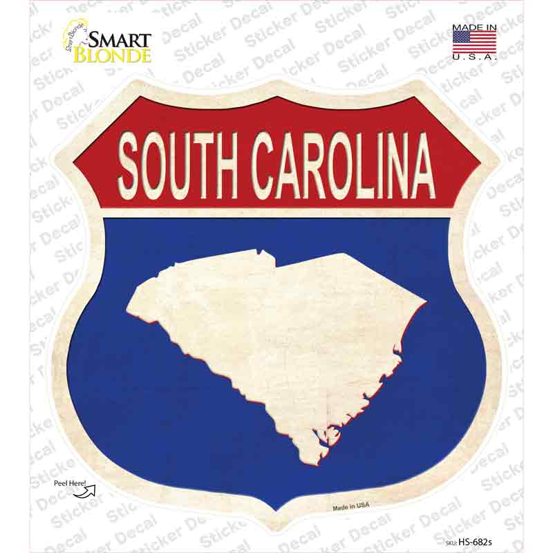 South Carolina Silhouette Novelty Highway Shield Sticker Decal Small