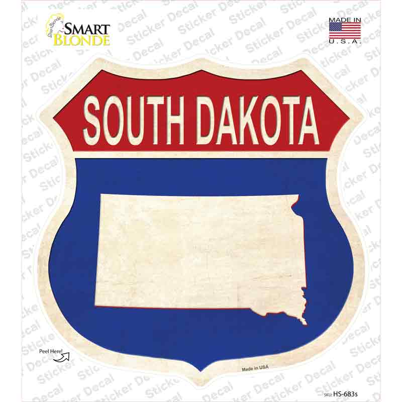 South Dakota Silhouette Novelty Highway Shield Sticker Decal Small