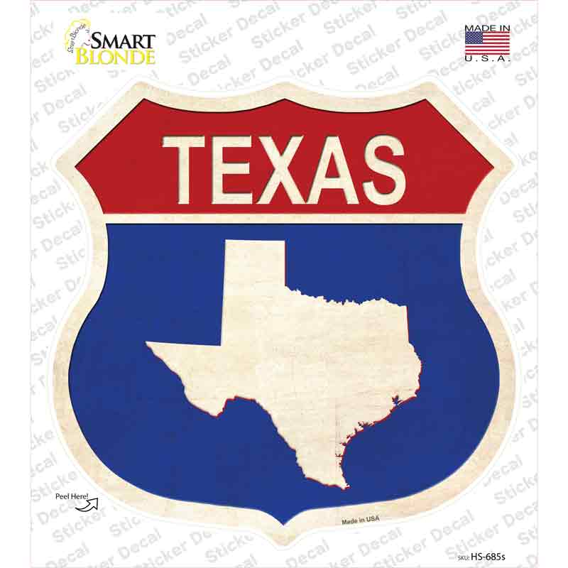 Texas Silhouette Novelty Highway Shield Sticker Decal Small