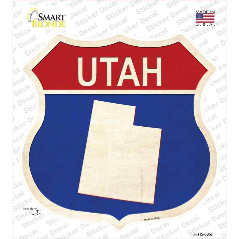 Utah Silhouette Novelty Highway Shield Sticker Decal Small