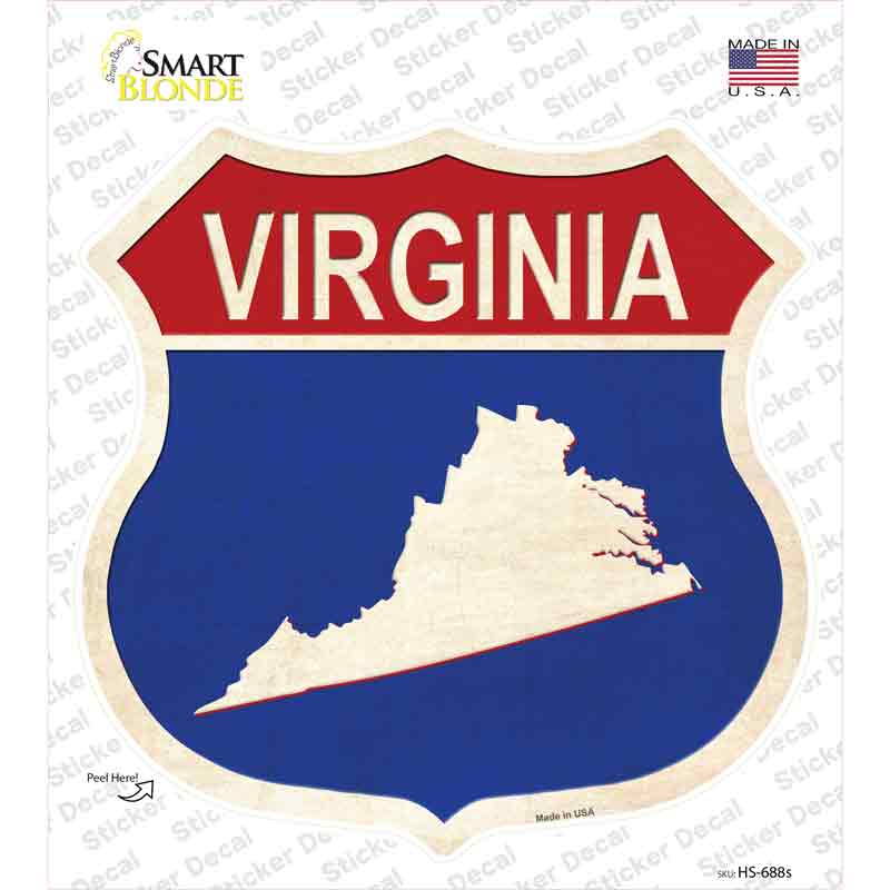 Virginia Silhouette Novelty Highway Shield Sticker Decal Small