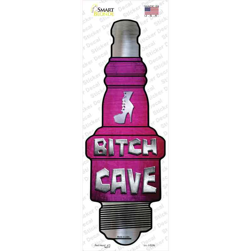 Bitch Cave Novelty Spark Plug Sticker Decal Small