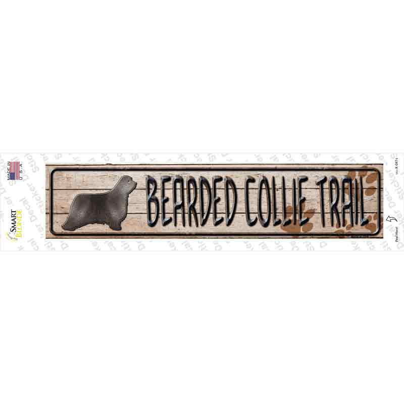 Bearded Collie Trail Novelty Narrow Sticker Decal Small