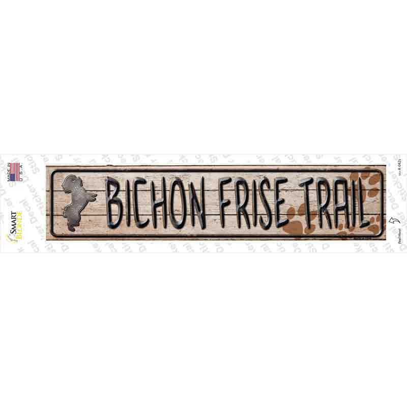 Bichon Frise Trail Novelty Narrow Sticker Decal Small