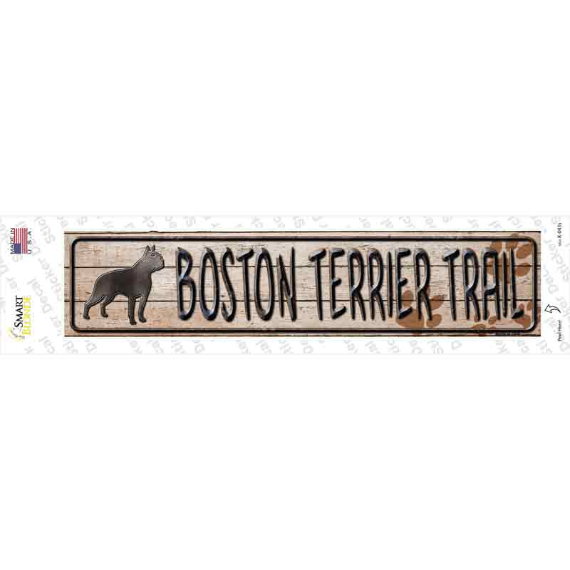 Boston Terrier Trail Novelty Narrow Sticker Decal Small