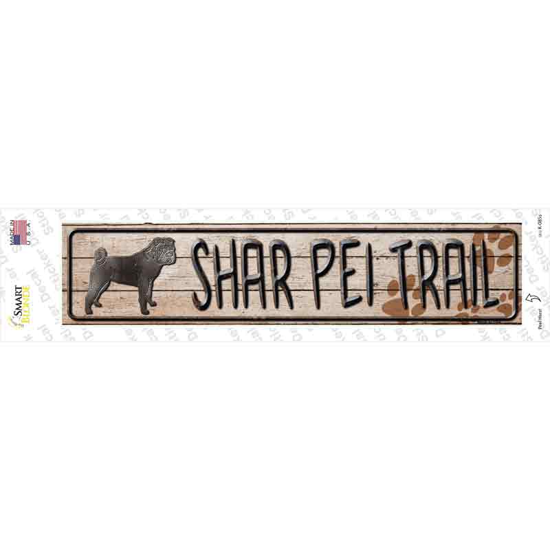 Shar Pei Trail Novelty Narrow Sticker Decal Small