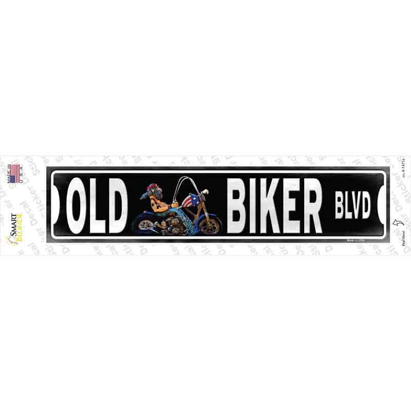 Old Biker Novelty Narrow Sticker Decal Small