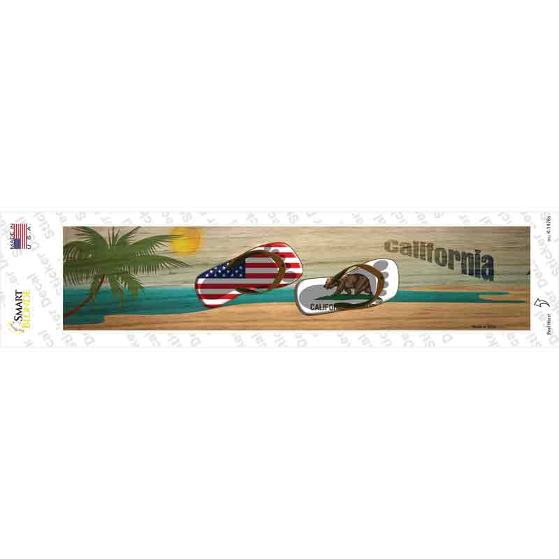 California and US Flag Novelty Narrow Sticker Decal