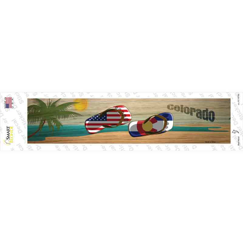 Colorado and US Flag Novelty Narrow Sticker Decal