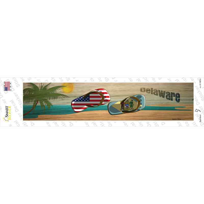 Delaware and US Flag Novelty Narrow Sticker Decal