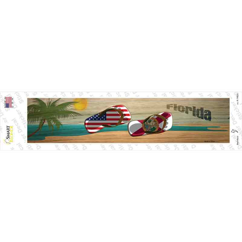 Florida and US Flag Novelty Narrow Sticker Decal Small