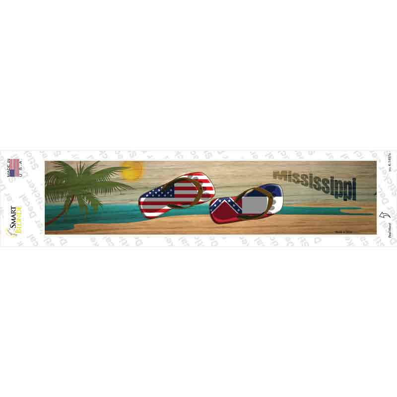Mississippi and US Flag Novelty Narrow Sticker Decal