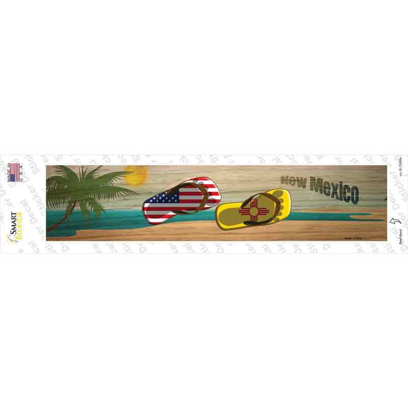 New Mexico and US Flag Novelty Narrow Sticker Decal Small