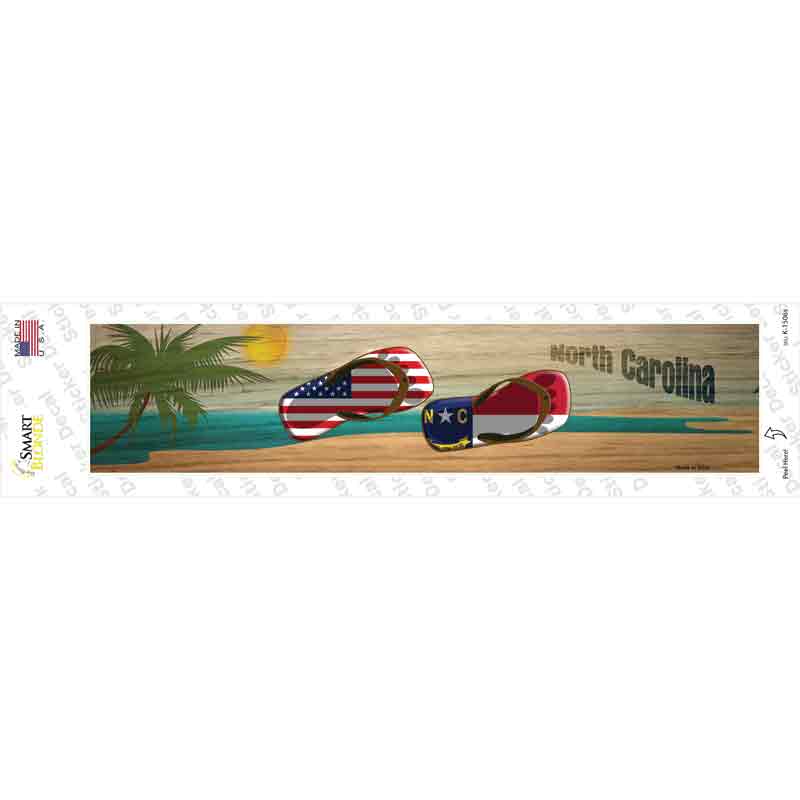 North Carolina and US Flag Novelty Narrow Sticker Decal