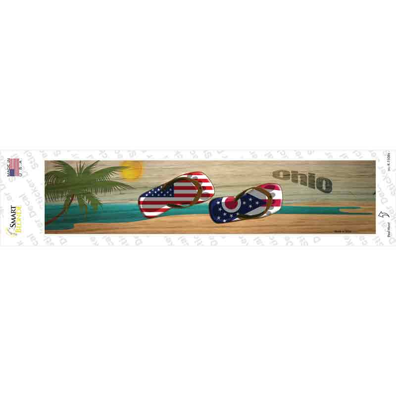 Ohio and US Flag Novelty Narrow Sticker Decal Small