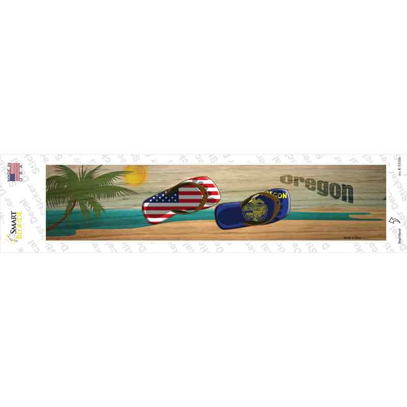 Oregon and US Flag Novelty Narrow Sticker Decal