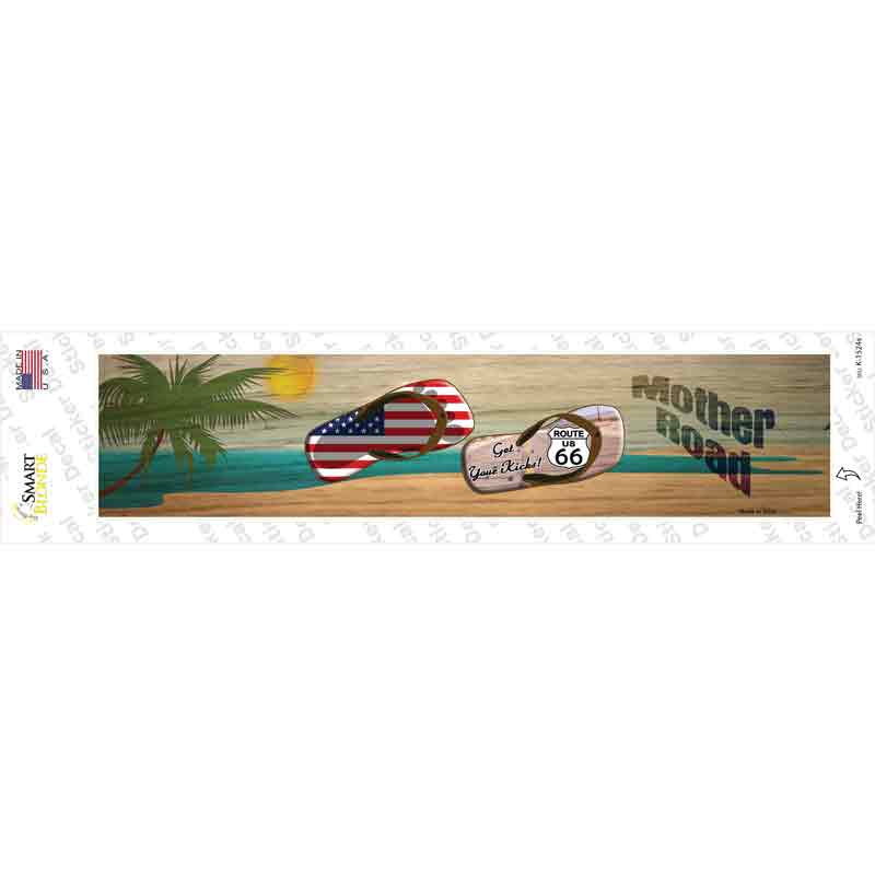 Route 66 and Flag and US Flag Novelty Narrow Sticker Decal