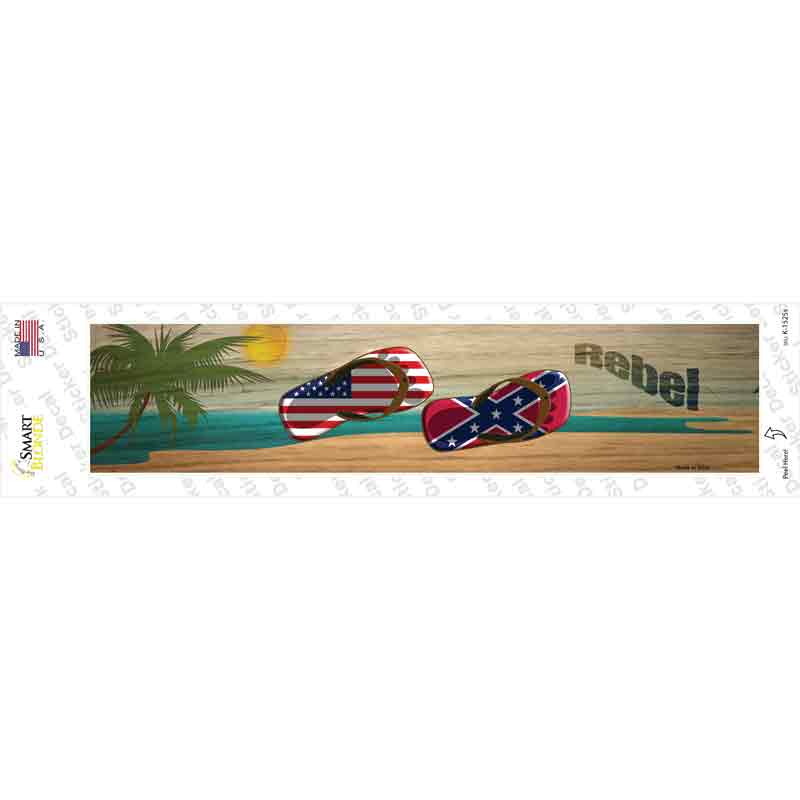 Confederate Flag and US Flag Novelty Narrow Sticker Decal