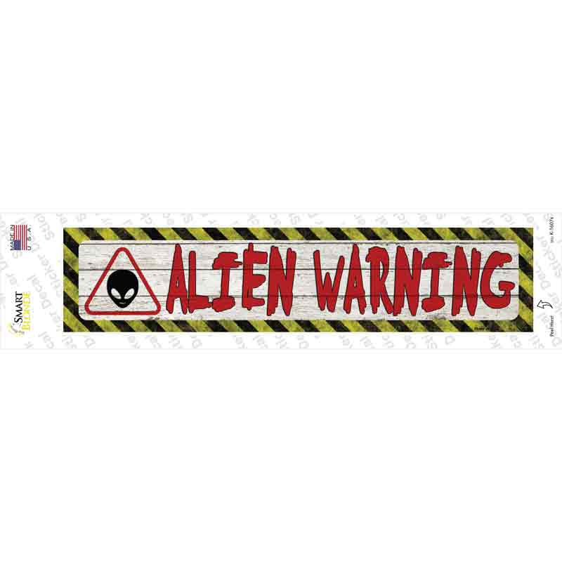 Alien Warning Novelty Narrow Sticker Decal Small