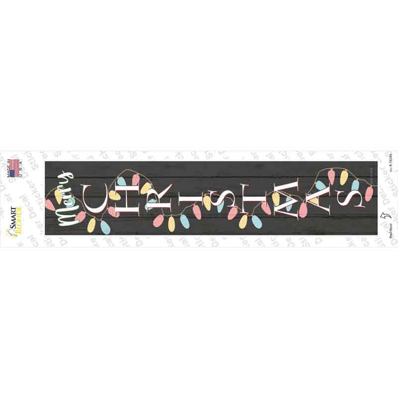 Merry Christmas Lights Black Novelty Narrow Sticker Decal