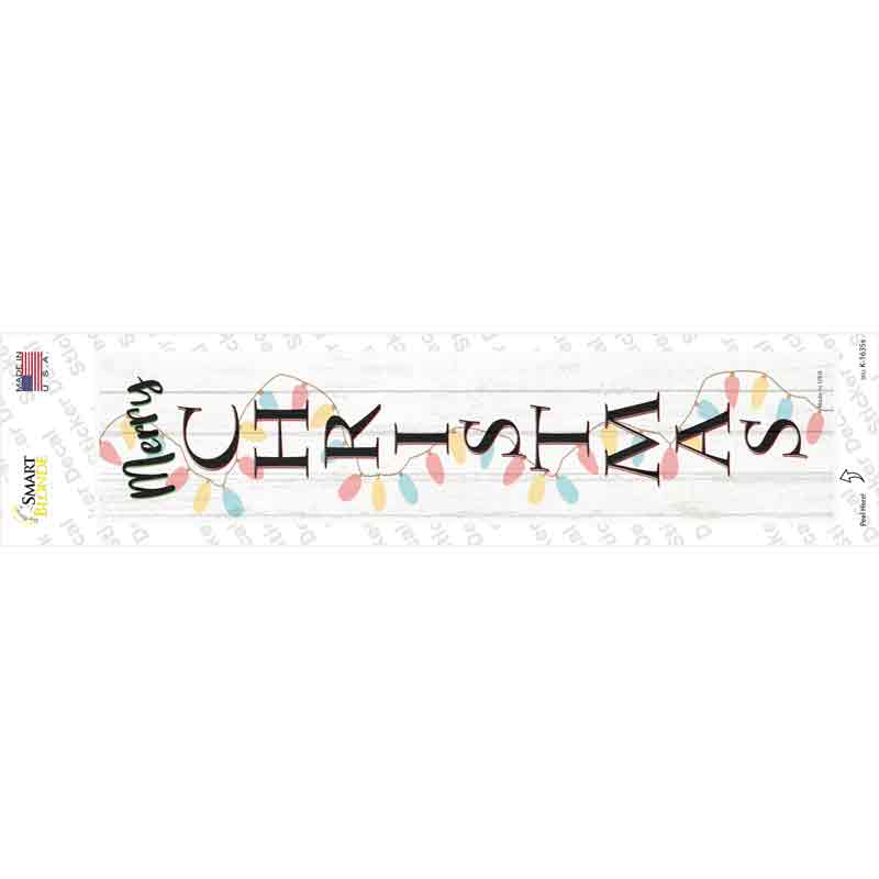 Merry Christmas Lights White Novelty Narrow Sticker Decal
