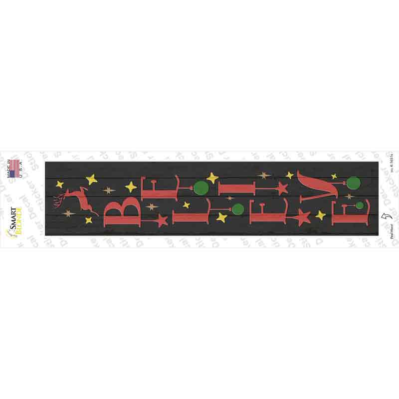 Believe Reindeer Black Novelty Narrow Sticker Decal