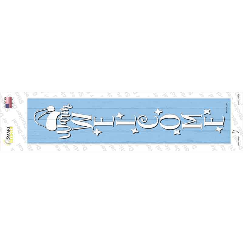 Warm Welcome Blue Novelty Narrow Sticker Decal Small