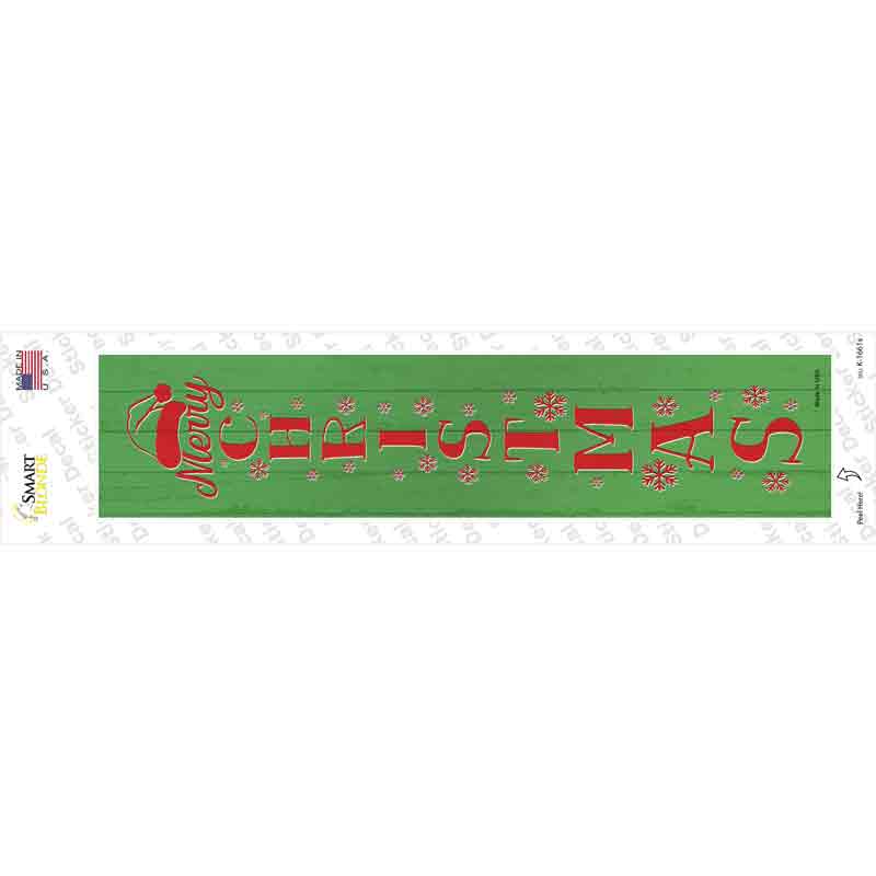 Merry Christmas Green Novelty Narrow Sticker Decal Small