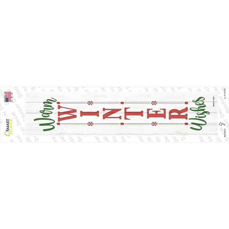 Warm Winter Wishes White Novelty Narrow Sticker Decal