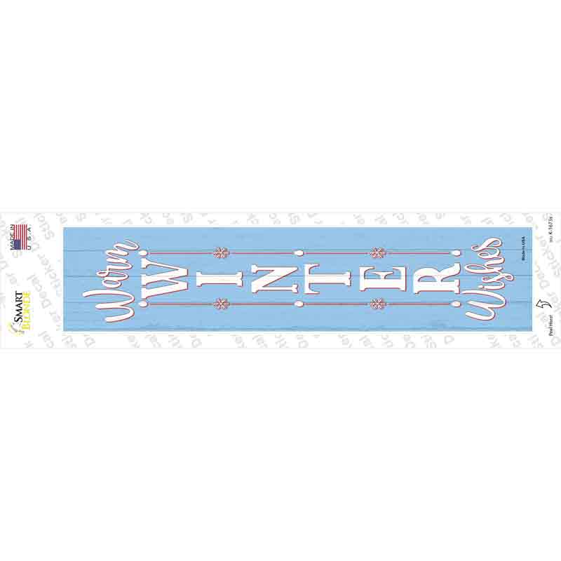 Warm Winter Wishes Blue Novelty Narrow Sticker Decal Small