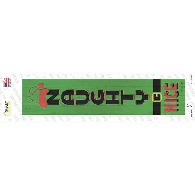 Naughty Nice Green Novelty Narrow Sticker Decal