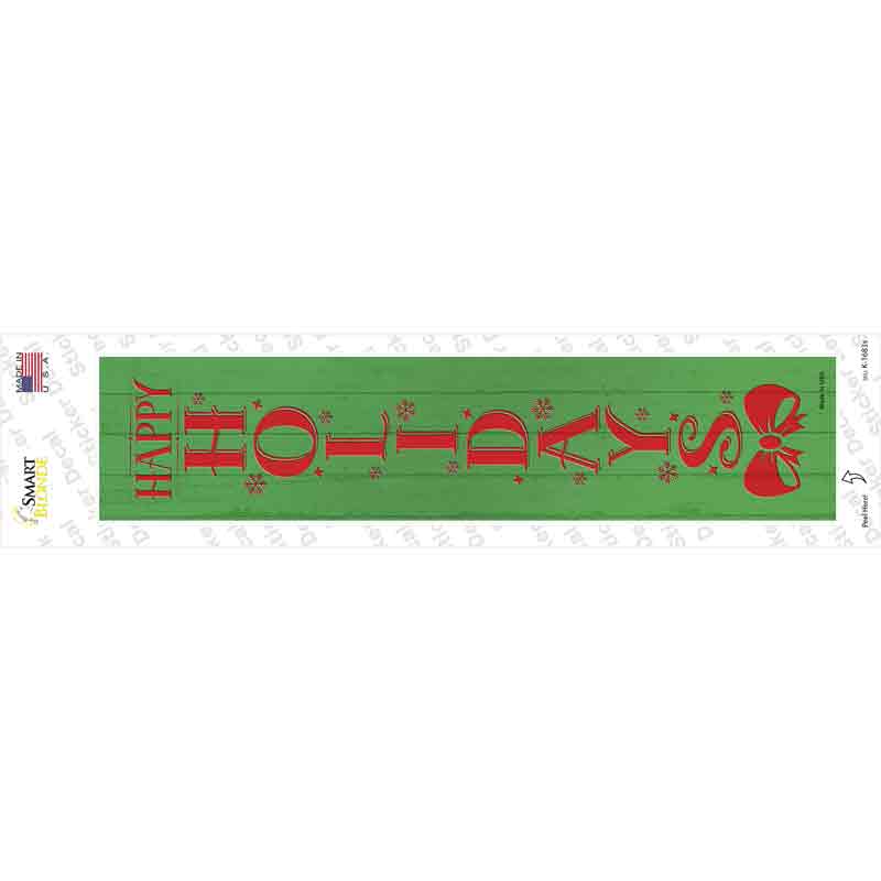 Happy Holidays Green Verticle Novelty Narrow Sticker Decal