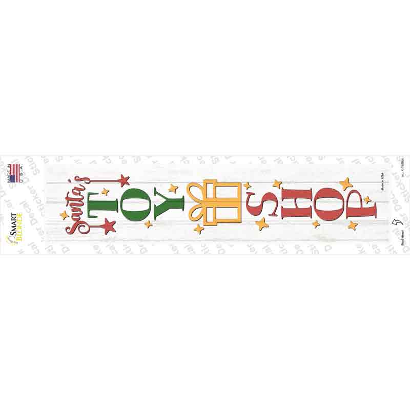 Santas Toy Shop White Novelty Narrow Sticker Decal