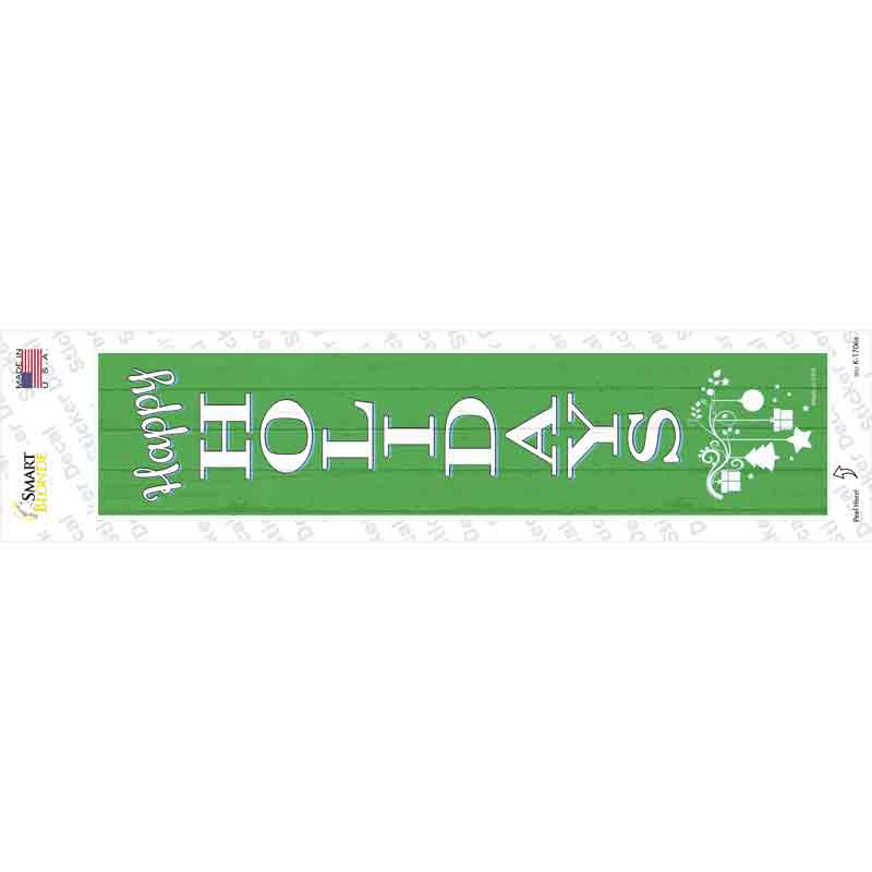 Happy Holidays Green Novelty Narrow Sticker Decal