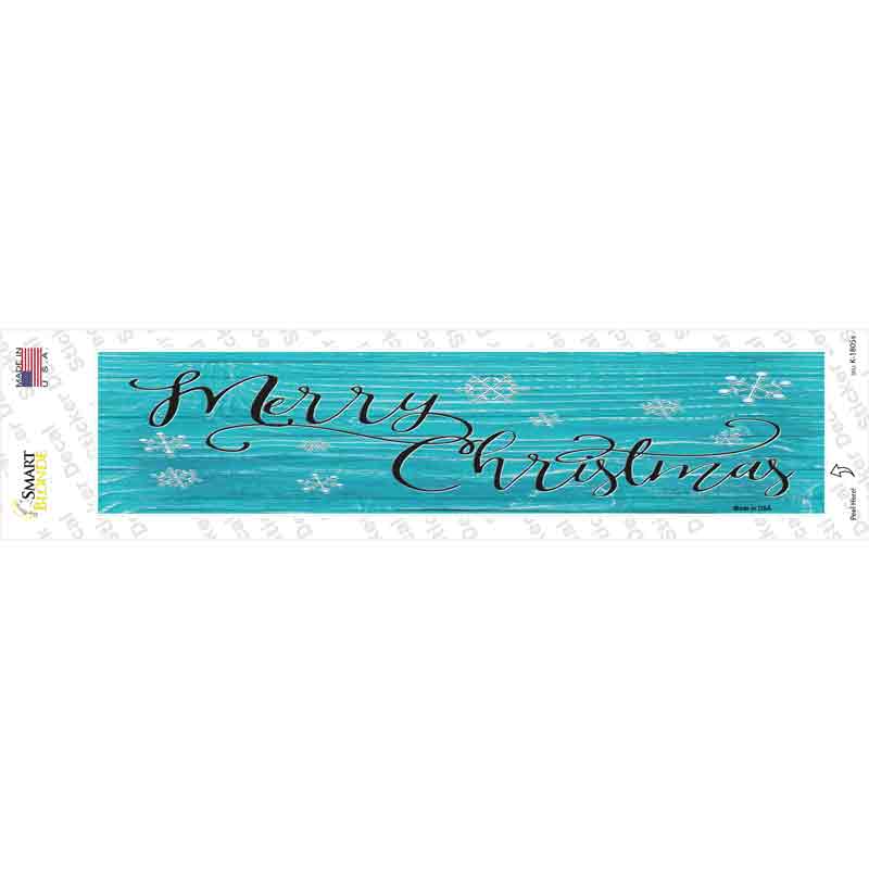 Merry Christmas Blue Novelty Narrow Sticker Decal