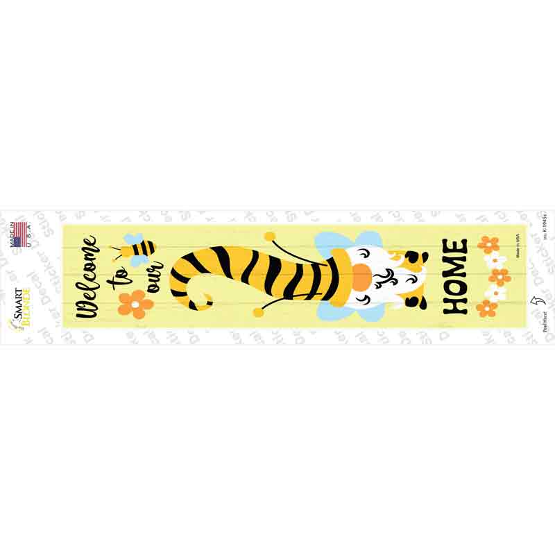 Gnome Bee Welcome Home Vertical Novelty Narrow Sticker Decal