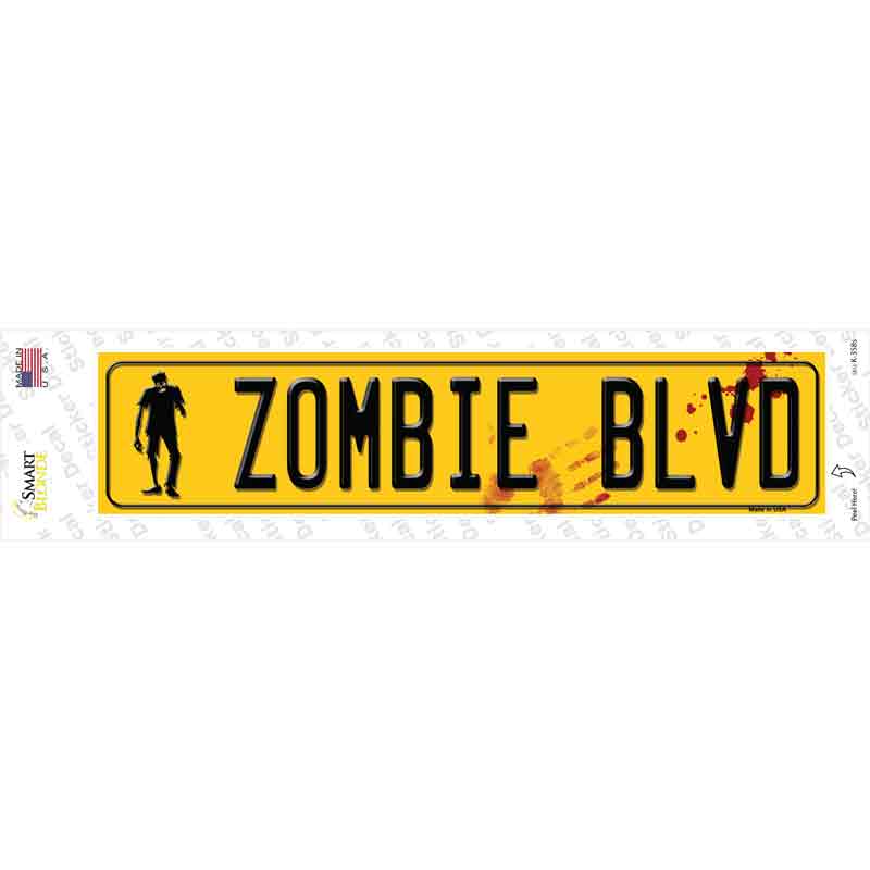 Zombie Blvd Novelty Narrow Sticker Decal Small