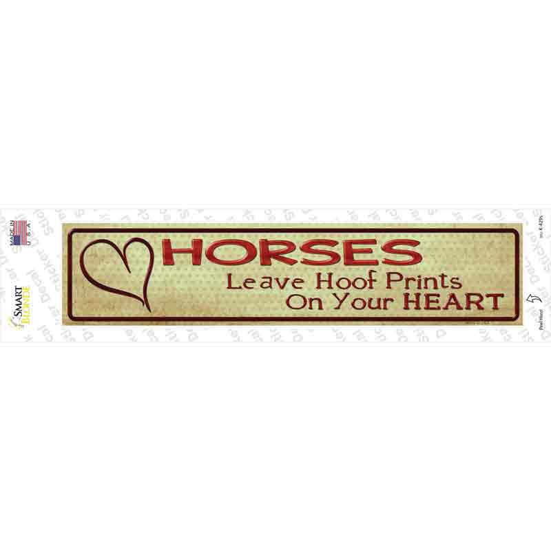 Horses Leave Prints On Heart Novelty Narrow Sticker Decal Small