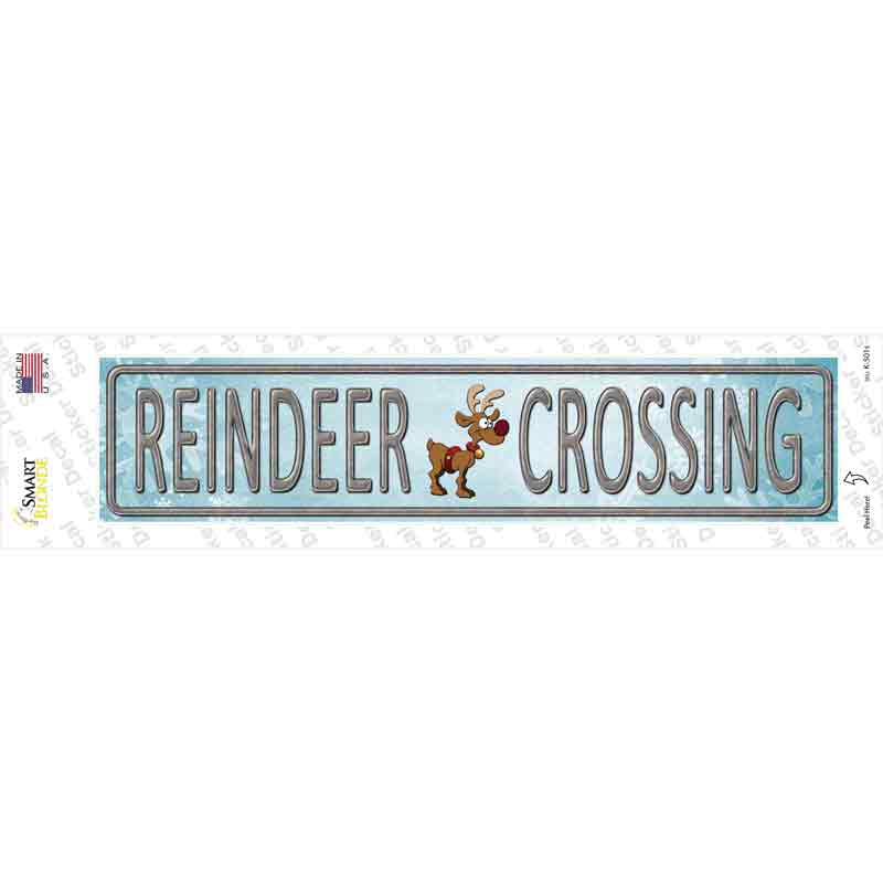 Reindeer Crossing Novelty Narrow Sticker Decal Small